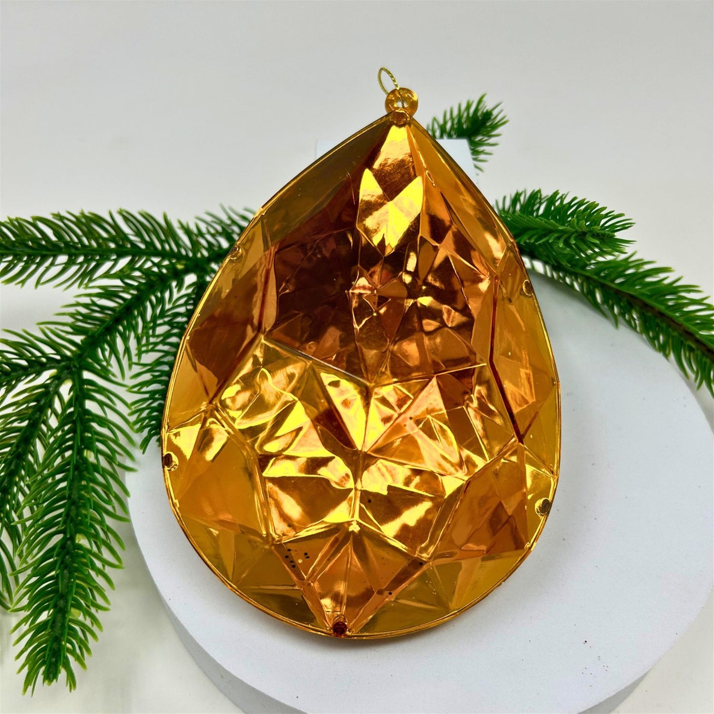 Acrylic Rain Drop Diamond Ornament - Amber 4x2.4x6" | ZT
