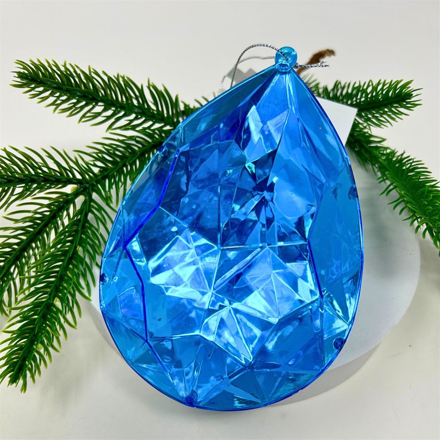 Acrylic Rain Drop Diamond Ornament - Blue 6.3x4x9" | ZT