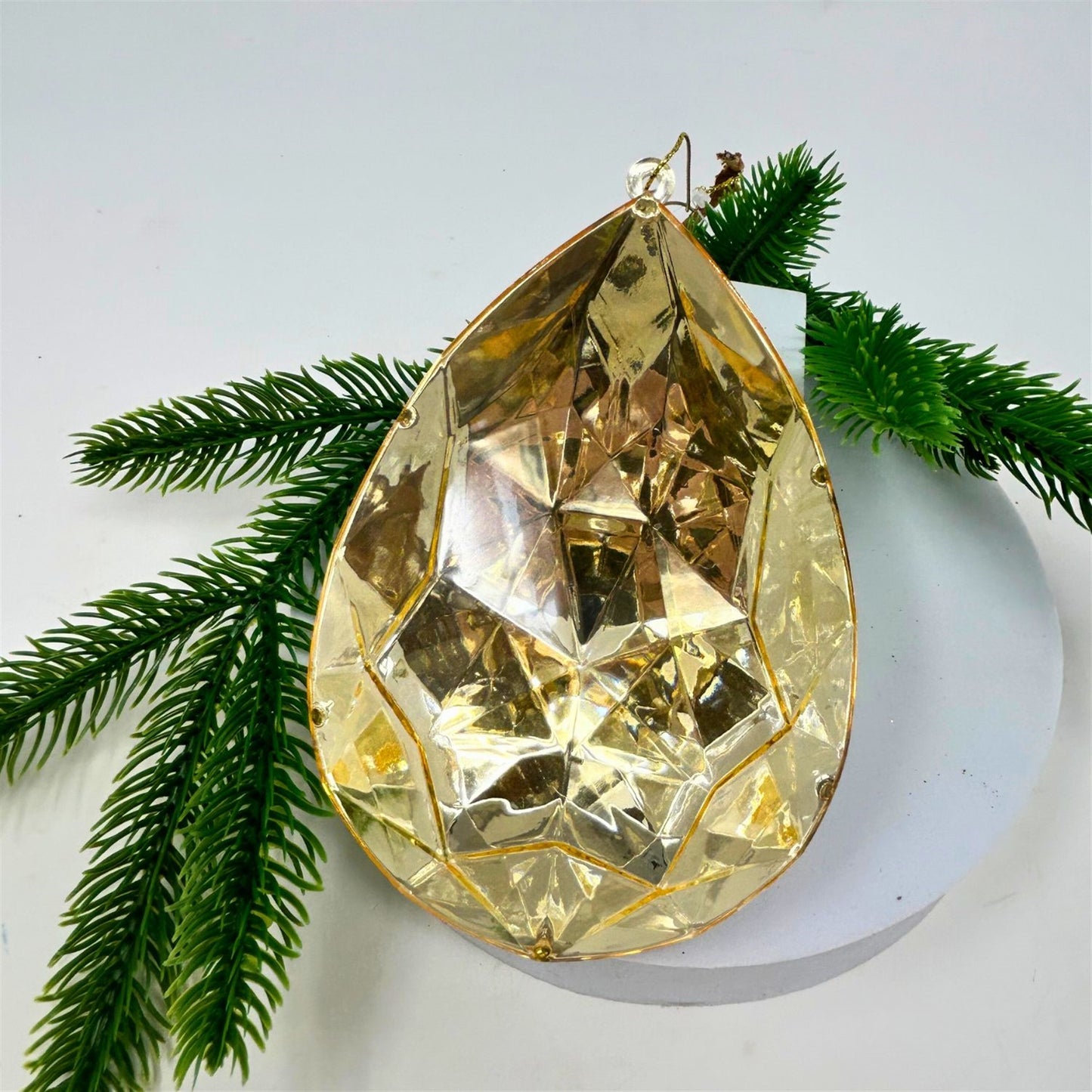 Plastic Rain Drop Diamond Ornament - Gold 6.3x4x9" | ZT