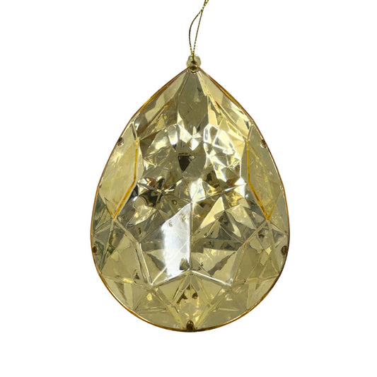 Plastic Rain Drop Diamond Ornament - Gold 4x2.4x6" | ZT