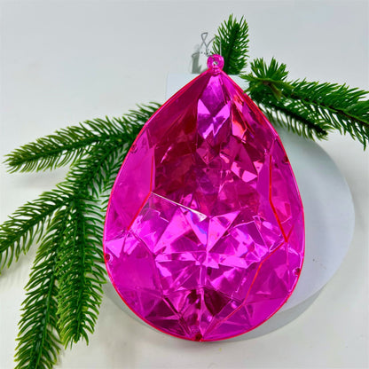 Acrylic  Rain Drop Diamond Ornament - Hot Pink 4x2.4x6" | ZT