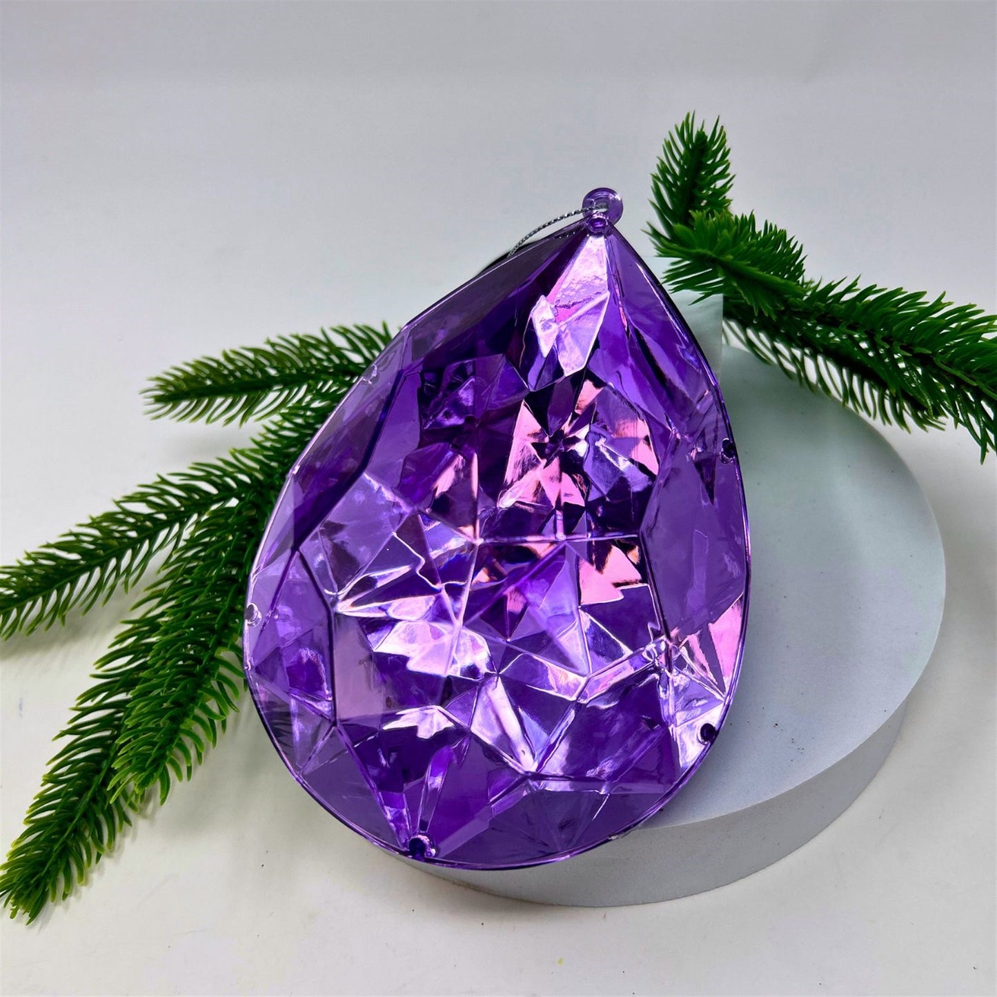 Acrylic Rain Drop Diamond Ornament - Purple 4x2.4x6" | ZT