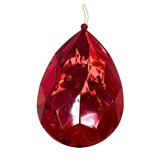 Plastic Rain Drop Diamond Ornament - Red 4x2.4x6" | ZT