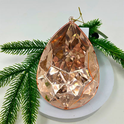 Plastic Rain Drop Diamond Ornament - Rose Gold 4x2.4x6" | ZT