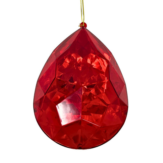 Plastic Rain Drop Diamond Ornament - Red 6.3x4x9" | ZT