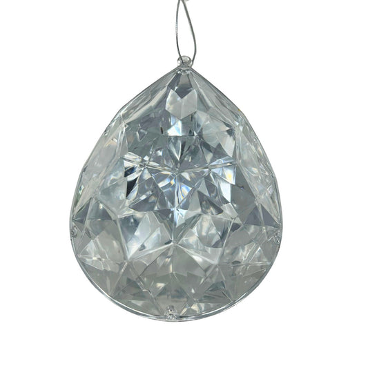 Plastic Rain Drop Diamond Ornament - Silver 6.3x4x9" | ZT