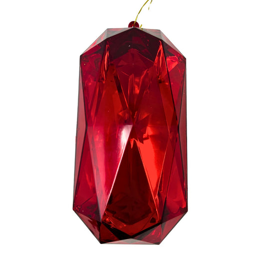 Plastic Rectangle Diamond Ornament - Red 4.3x3.1x8.7" | ZT