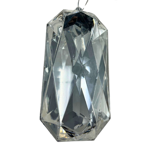 Plastic Rectangle Diamond Ornament - Silver 4.3x3.1x8.7" | ZT