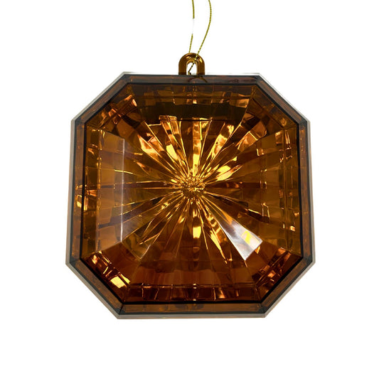 Acrylic Square Diamond Ornament - Dark Amber 4.7x5.1x2" | ZT