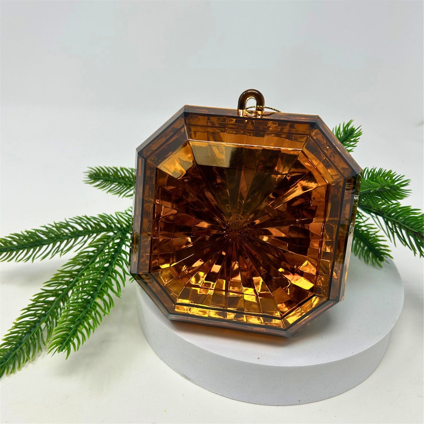 Acrylic Square Diamond Ornament - Dark Amber 4.7x5.1x2" | ZT