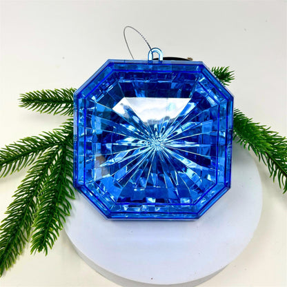 Plastic square Diamond Ornament - Dark Blue 4.7x5.1x2" | ZT