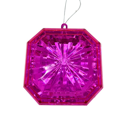 Acrylic Square Diamond Ornament - Hot Pink 4.7x5.1x2" | ZT