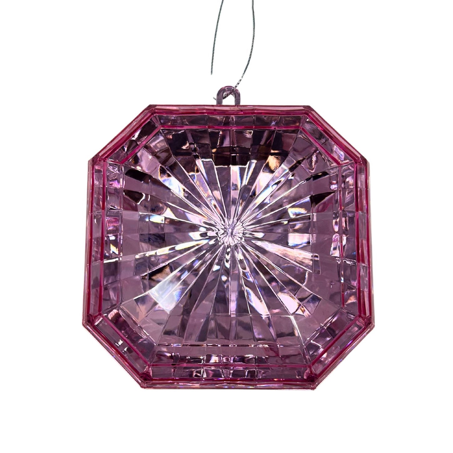 Acrylic Square Diamond Ornament - Pink 4.7x5.1x2" | ZT