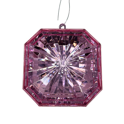 Acrylic Square Diamond Ornament - Pink 4.7x5.1x2" | ZT