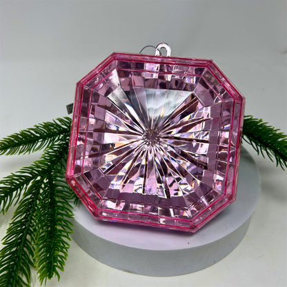 Acrylic Square Diamond Ornament - Pink 4.7x5.1x2" | ZT
