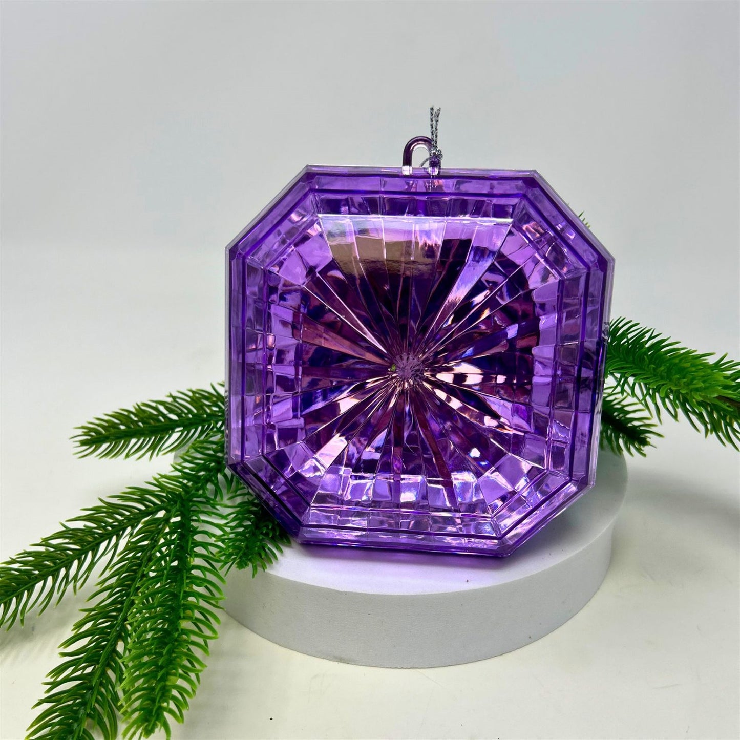 Acrylic Square Diamond Ornament - Purple 4.7x5.1x2" | ZT