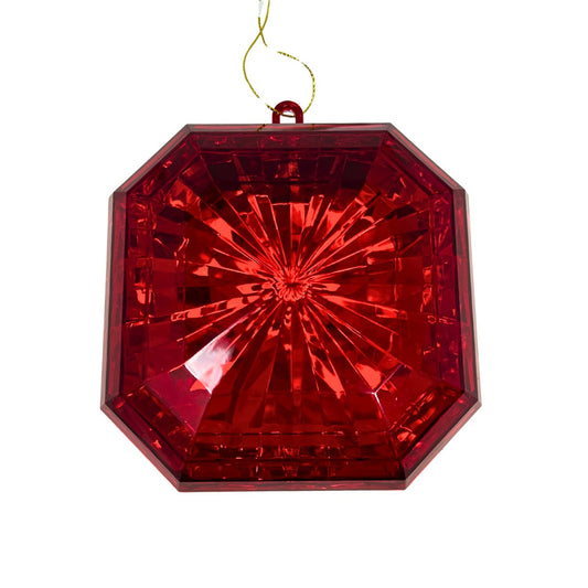 Plastic square Diamond Ornament - Red 4.7x5.1x2" | ZT