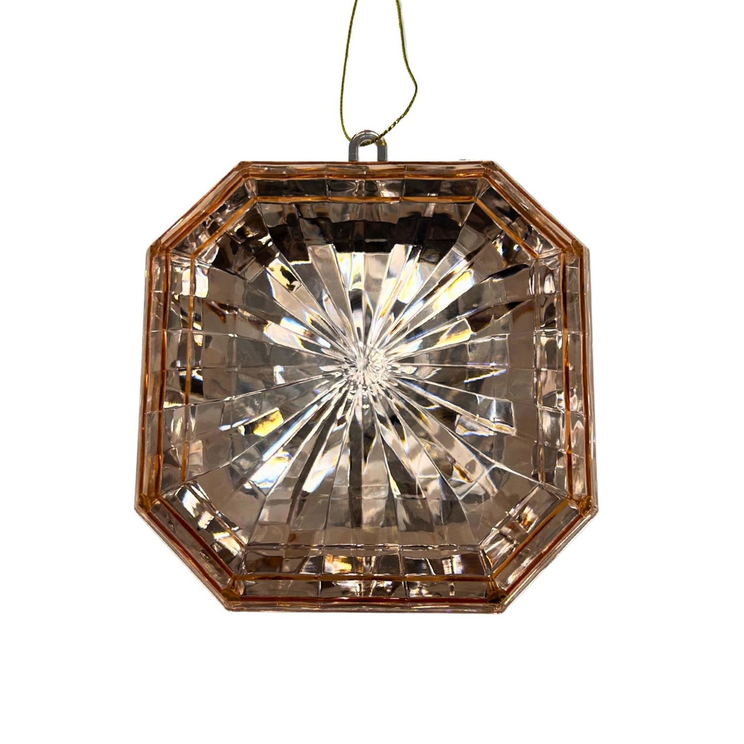 Acrylic Square Diamond Ornament - Rose Gold 4.7x5.1x2" | ZT