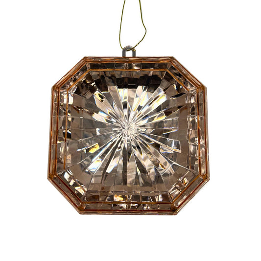 Acrylic Square Diamond Ornament - Rose Gold 4.7x5.1x2" | ZT