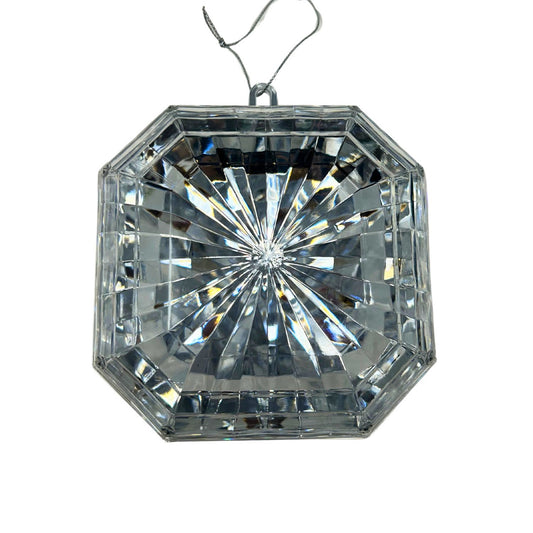 Plastic square Diamond Ornament - Silver 4.7x5.1x2" | ZT