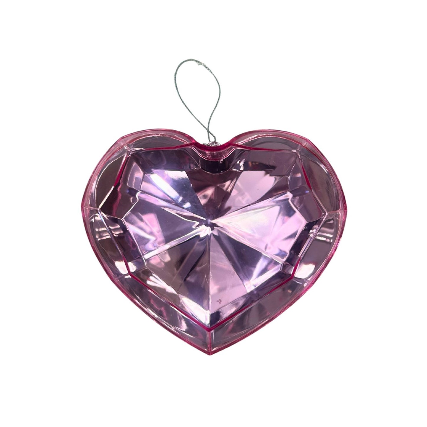 Acrylic Heart Diamond Ornament - Pink  4.7x2.8x4" | ZT