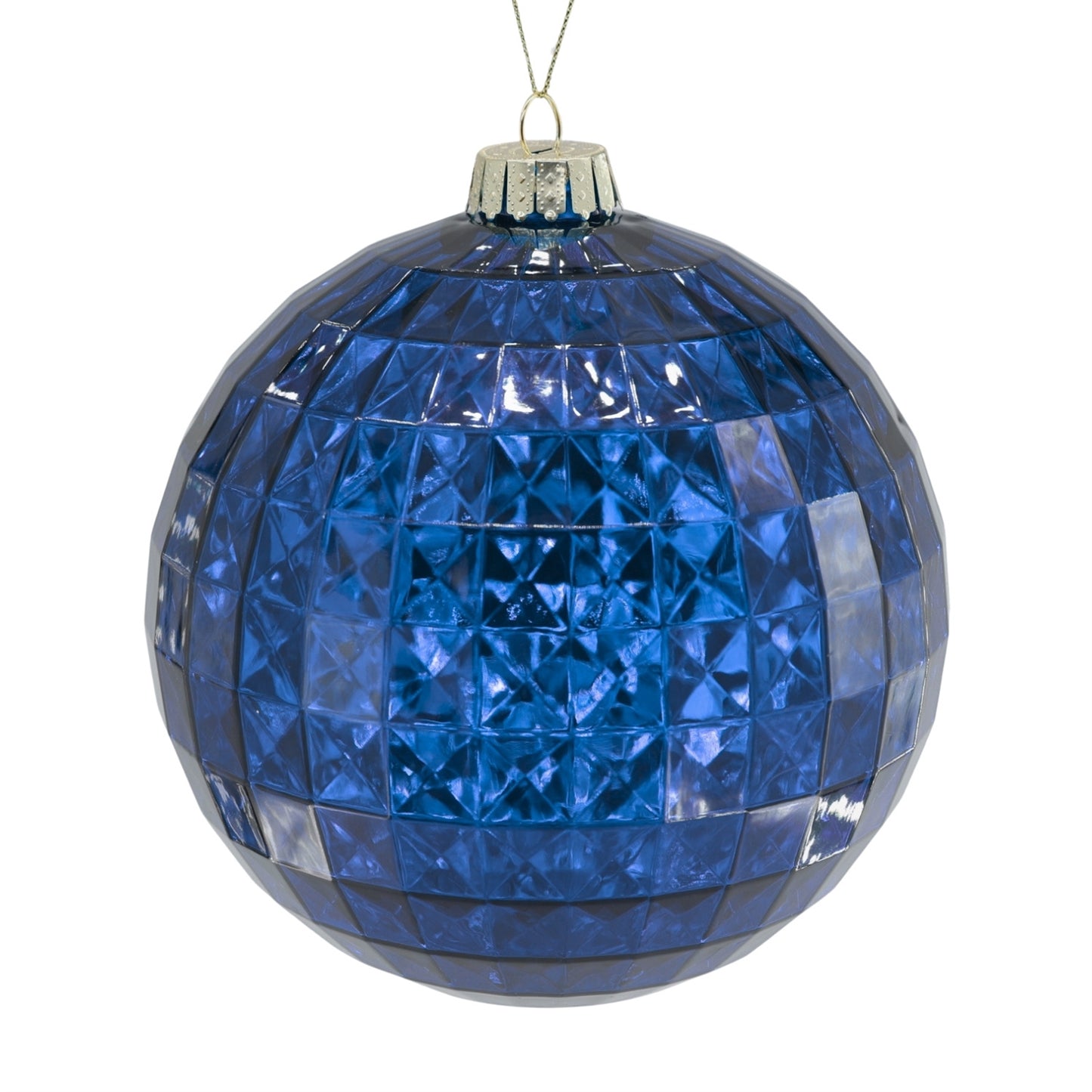 6" Faceted Plastic Ball Ornament - Blue