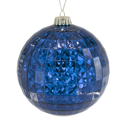 6" Faceted Plastic Ball Ornament - Blue