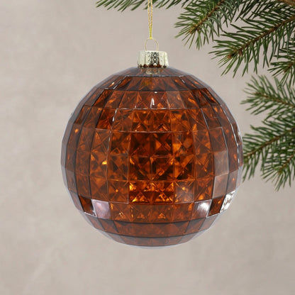 6" Faceted Plastic Ball Ornament - Bronze