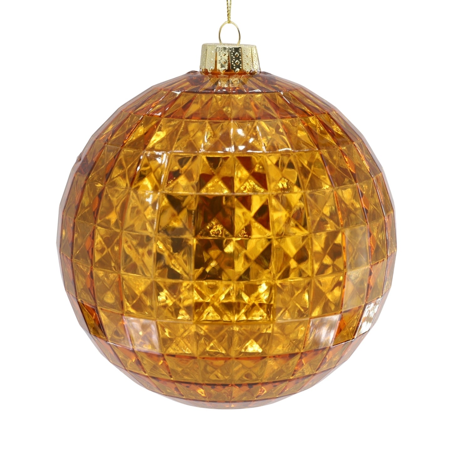 6" Faceted Plastic Ball Ornament - Dark Gold