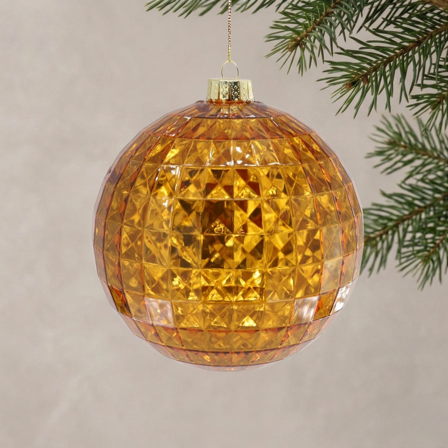6" Faceted Plastic Ball Ornament - Dark Gold