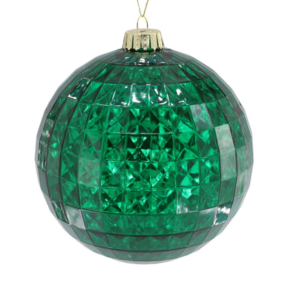 6" Faceted Plastic Ball Ornament - Green