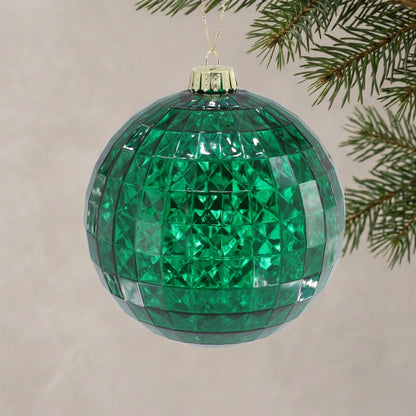 6" Faceted Plastic Ball Ornament - Green