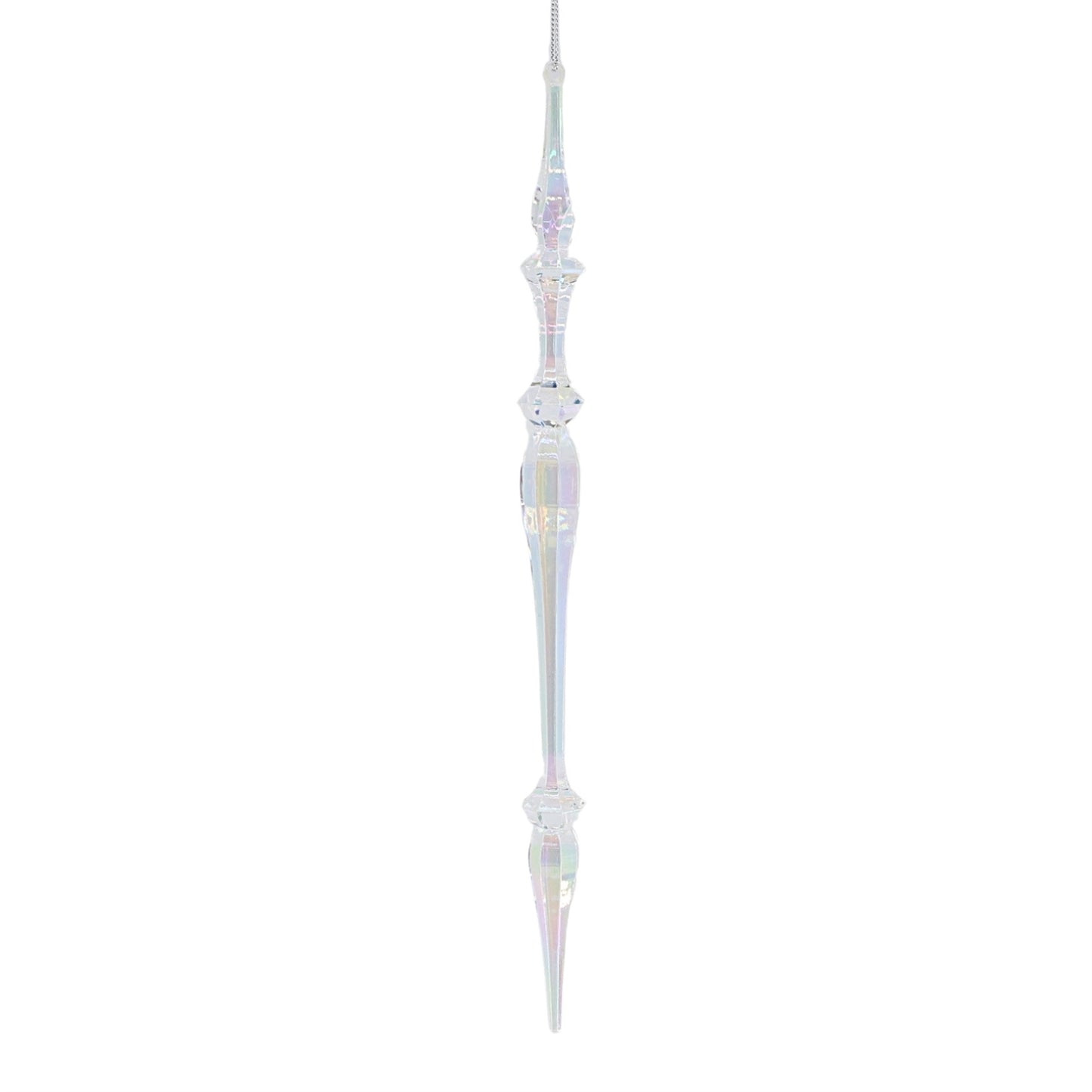 Acrylic Icicle Ornament 12" - Clear Iridescent