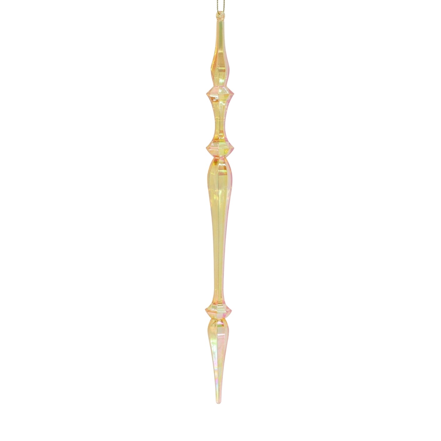 Acrylic Iridescent Icicle Ornament 12" - Gold Iridescent