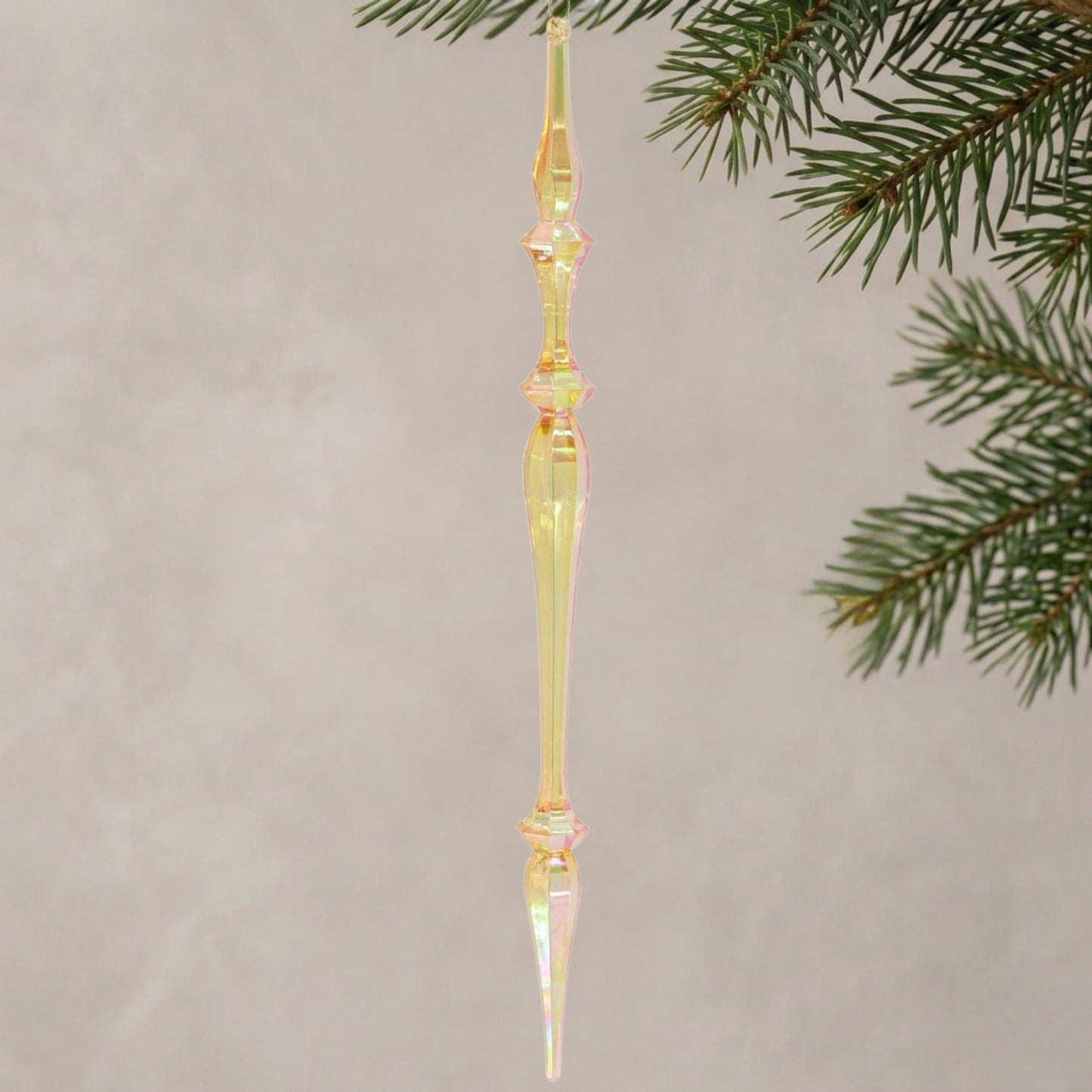 Acrylic Iridescent Icicle Ornament 12" - Gold Iridescent
