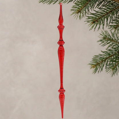Acrylic Icicle Ornament 12" - Red