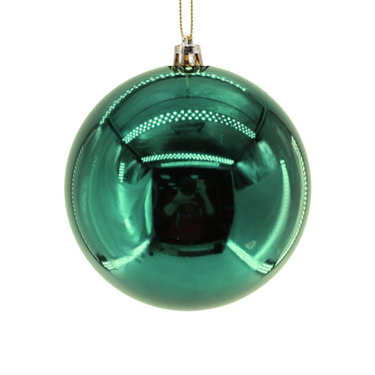 Plastic Shiny Finish Ball Ornament 4" - Basil Green