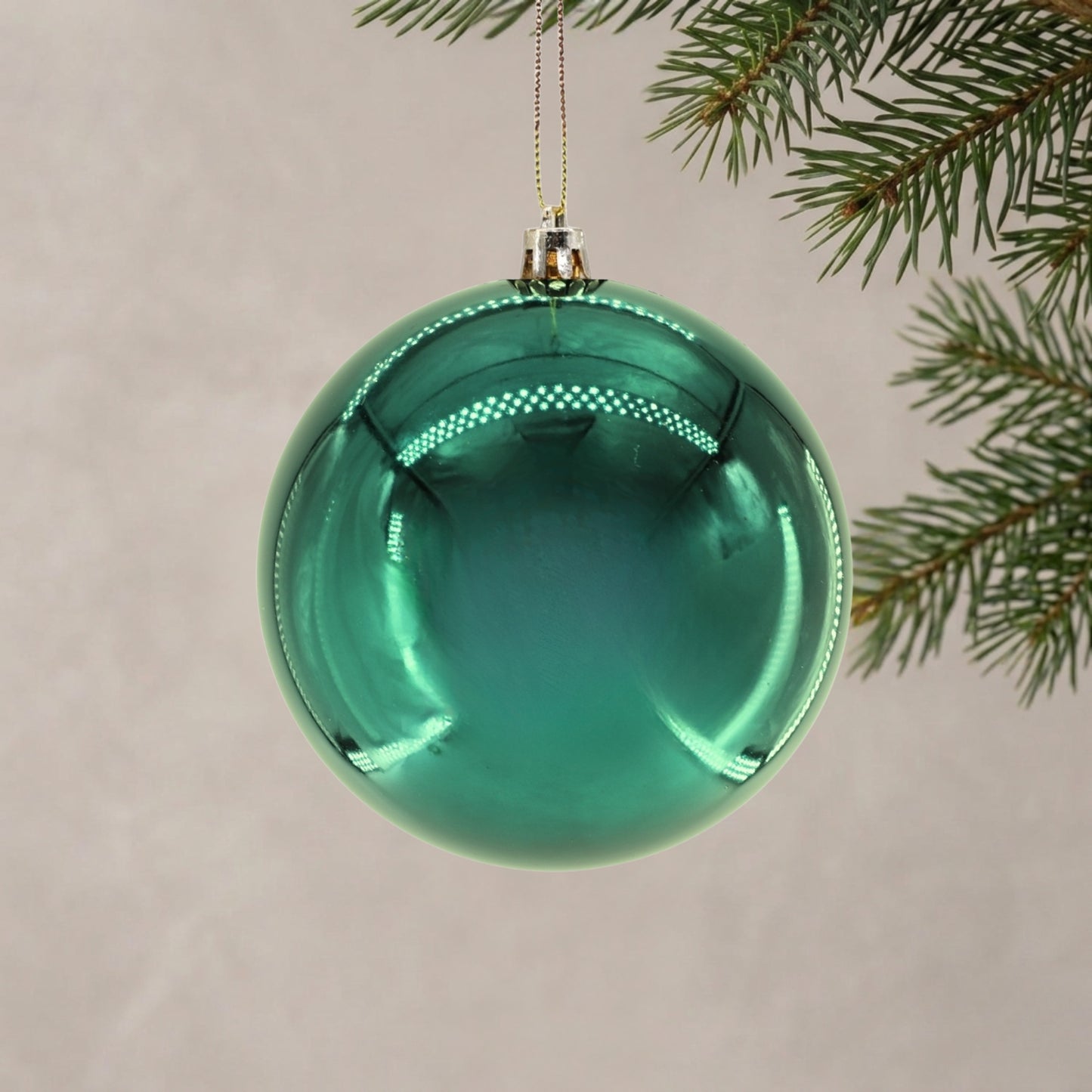 Plastic Shiny Finish Ball Ornament 4" - Basil Green