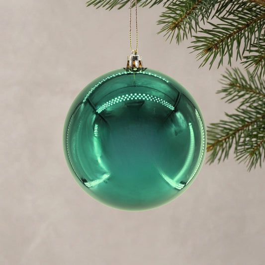 Plastic Shiny Finish Ball Ornament 4" - Basil Green | ZT