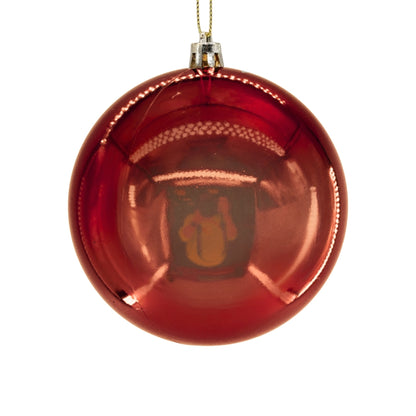 Plastic Shiny Finish Ball Ornament 4" - Burgundy | ZT