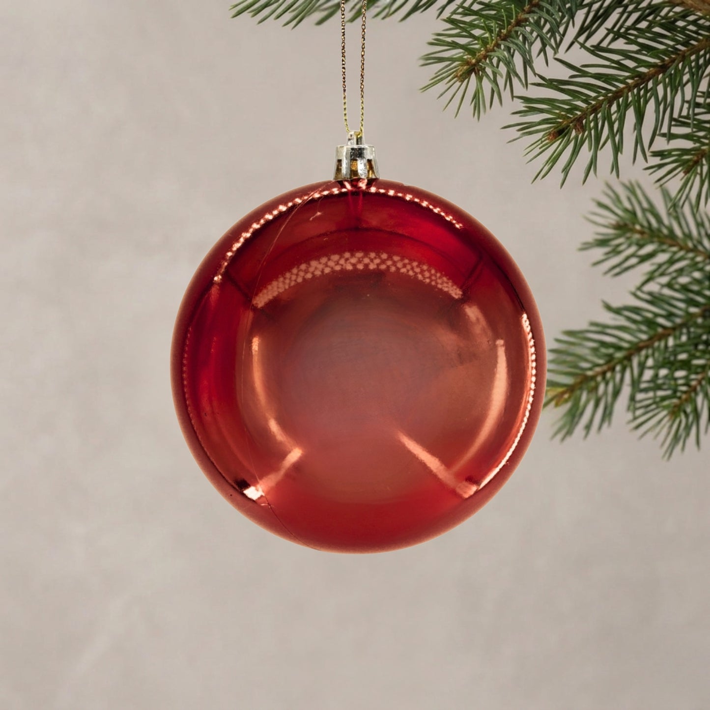 Plastic Shiny Finish Ball Ornament 4" - Burgundy | ZT