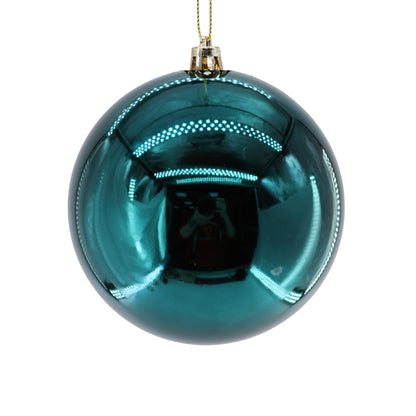 Plastic Shiny Finish Ball Ornament 4" - Dark Teal | ZT