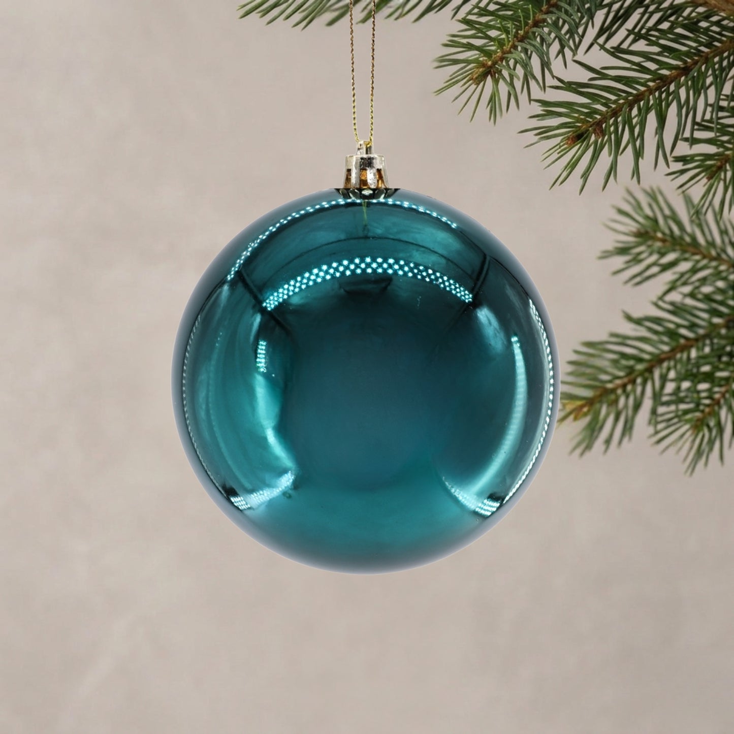Plastic Shiny Finish Ball Ornament 4" - Dark Teal | ZT
