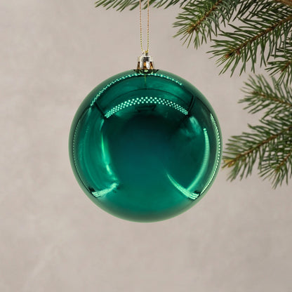 Plastic Shiny Finish Ball Ornament 4" - Emerald