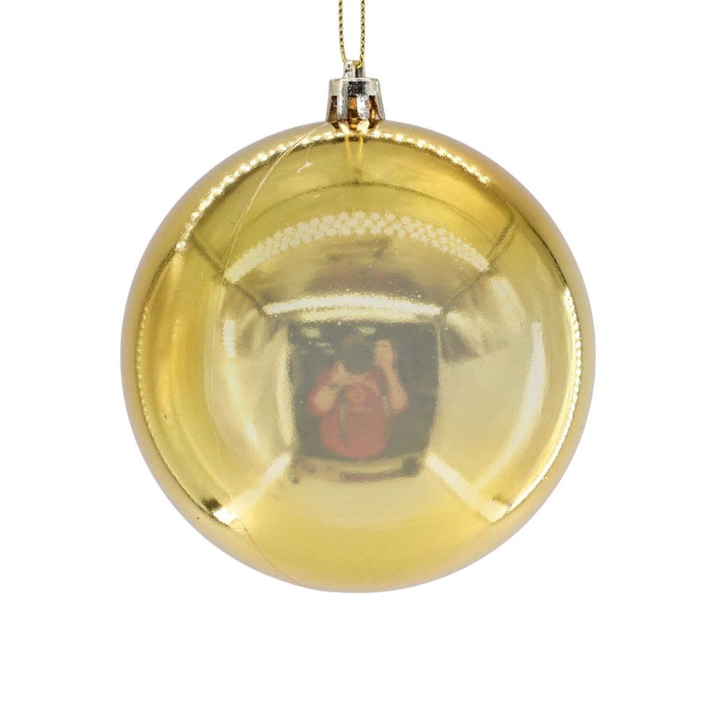 Plastic Shiny Finish Ball Ornament 4" - Gold