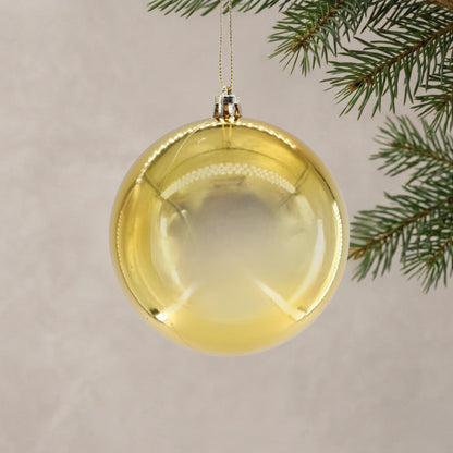 Plastic Shiny Finish Ball Ornament 4" - Gold