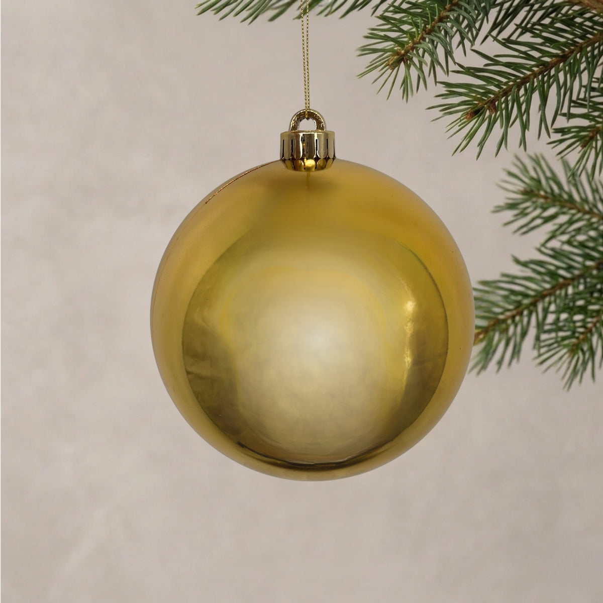 Plastic Shiny Finish Ball Ornament 4" - Gold | ZT