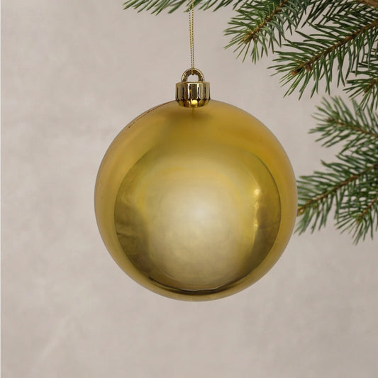 Plastic Shiny Finish Ball Ornament 4" - Gold | ZT