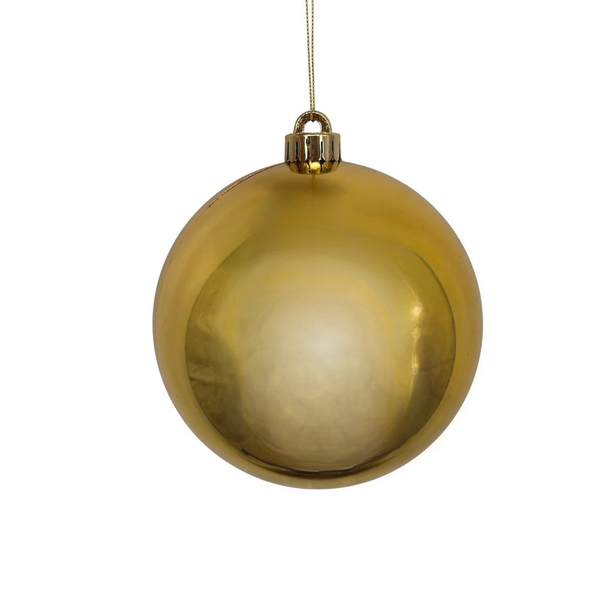 Plastic Shiny Finish Ball Ornament 4" - Gold | ZT