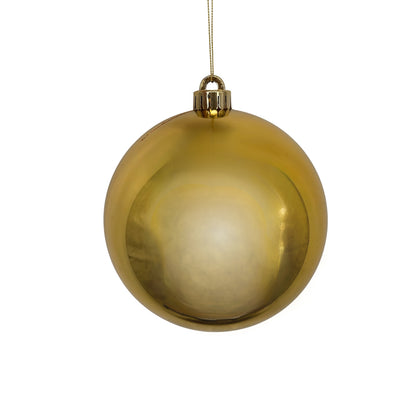 Plastic Shiny Finish Ball Ornament 4" - Gold | ZT